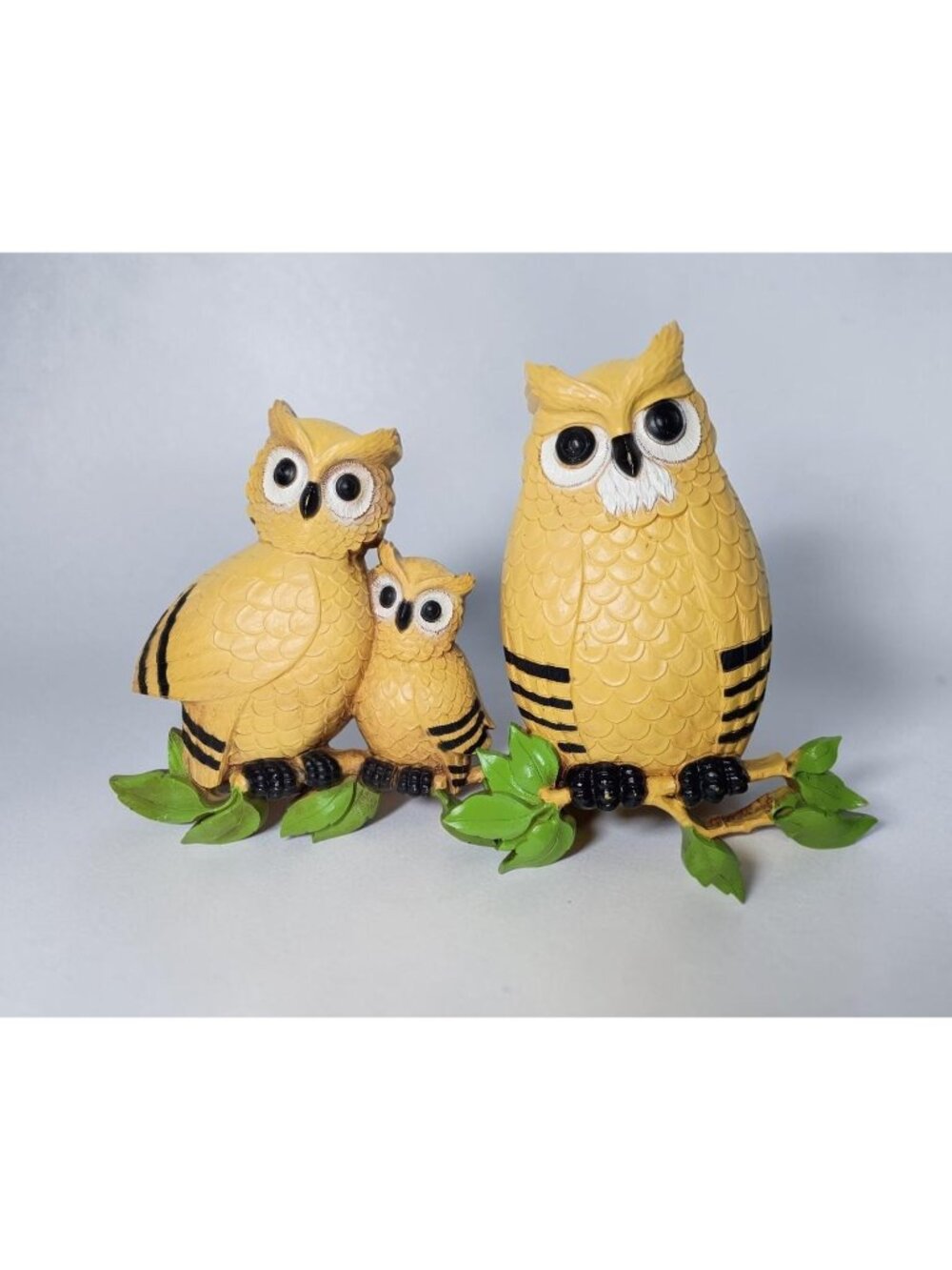 Vintage MCM Homco 1976 Owl Family Figural Wall Decor Woodland Birds Retro USA